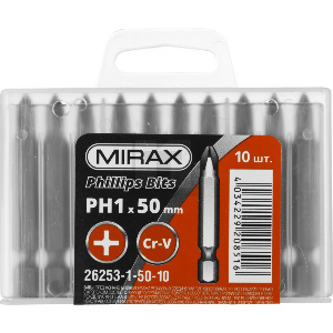 Бита Ph1, 50 мм MIRAX, тип хвостовика E 1/4" (упак 10 шт)
