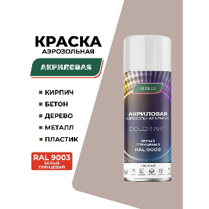 Эмаль аэрозольная акриловая VESLEE, белый, глянцевый, RAL 9003. 520 мл