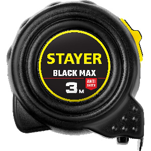 Рулетка STAYER Black Max 3 м*16 мм рулетка в ударостойком корпусе и двумя фиксаторами