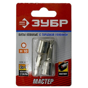 Бита с торцевой головкой, магнитные, Cr-V, тип хвост. Е 1/4, 12*45 мм, ЗУБР МАСТЕР, 1 шт