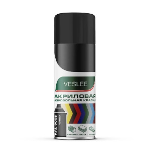 Эмаль аэрозольная акриловая VESLEE, черный, глянцевый, RAL 9005. 520 мл